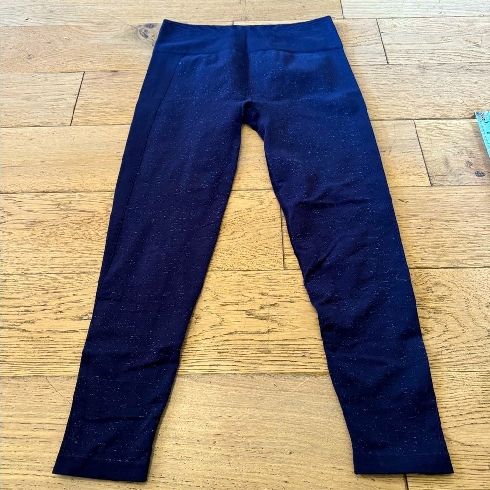 Lululemon Ebb to Street Tight Navy Blue Space Dye Leggings 7/8 Length (916)
